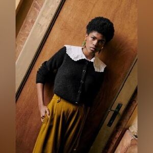 Sezane Celestin Cardigan Black / White - Size XS